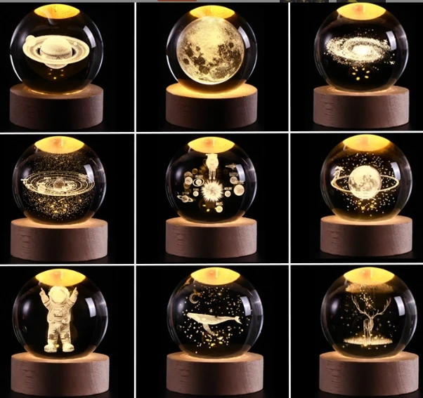 2024 New Design 3d Crystal Ball Planet Night Light Usb Lamp With Minimum Order Quantity