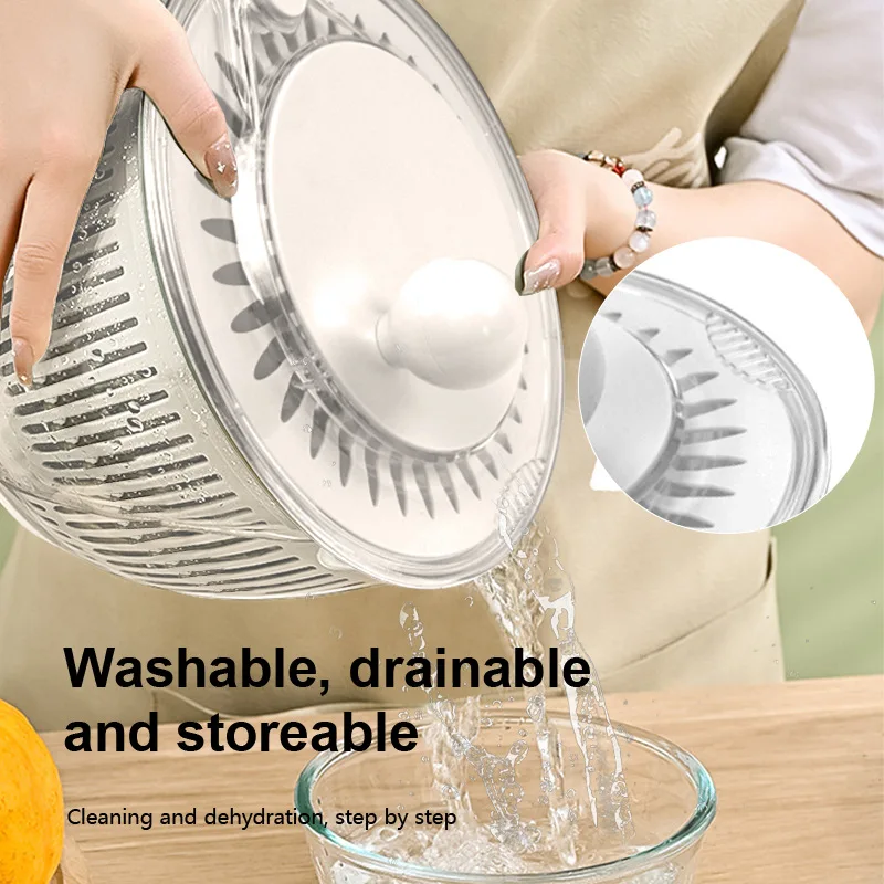 5L Colander Lettuce Plastic Fresh Crisp Clean Spin Dry Salad Pump Spinner Fruits Vegetables with Bowl Kitchen Appliance Tools