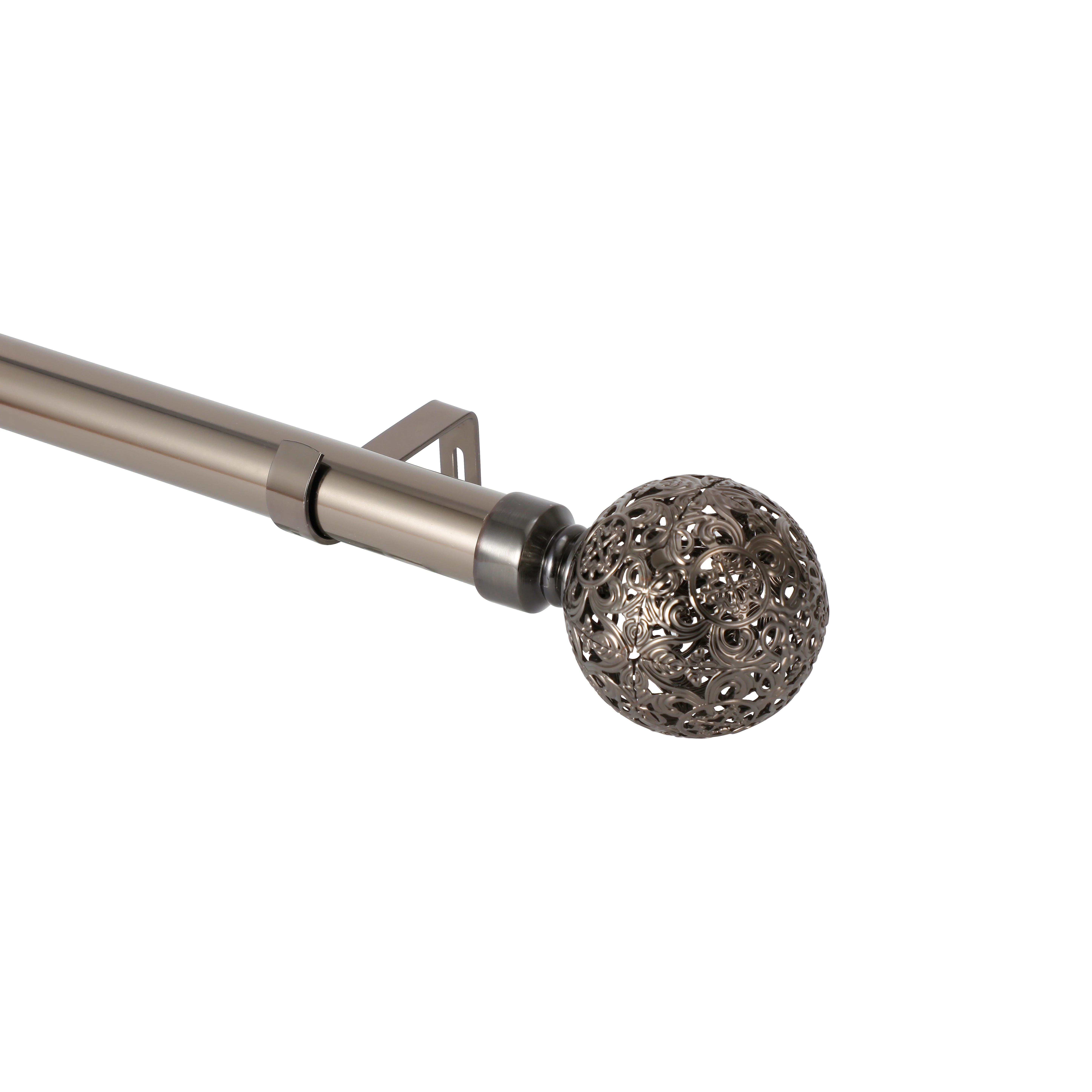 China manufacture of round pole custom extendable curtain rods with metal finials factory price