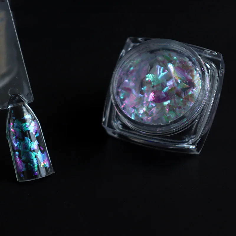 Wholesale 7 Color 10g/Bag Nail Opal Transparent Powder Polarized Borneol Velvet Nail Glitter Powder