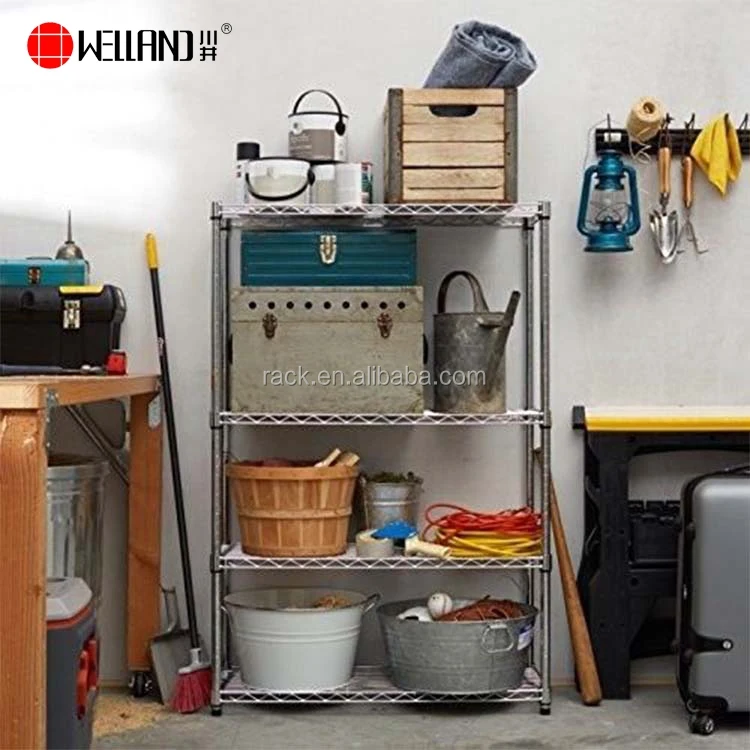 250lbs K/D Sundries Organizer Chrome Metal Wire Shelving,Free Standing Garage Display Rack, NSF Approval