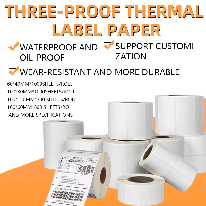 Waterproof oil resistant thermal printing shipping courier labels 4 x 6 label custom wholesale transfer paper labels