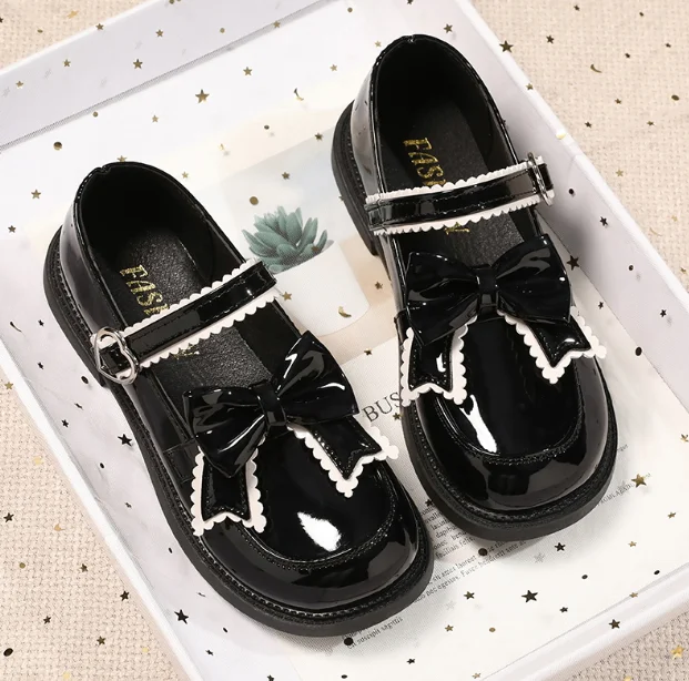 CUSTOM British Style Wholesale Children Teenagers Boy Girl Party Formal School Black Kids Leather Dress Shoes
