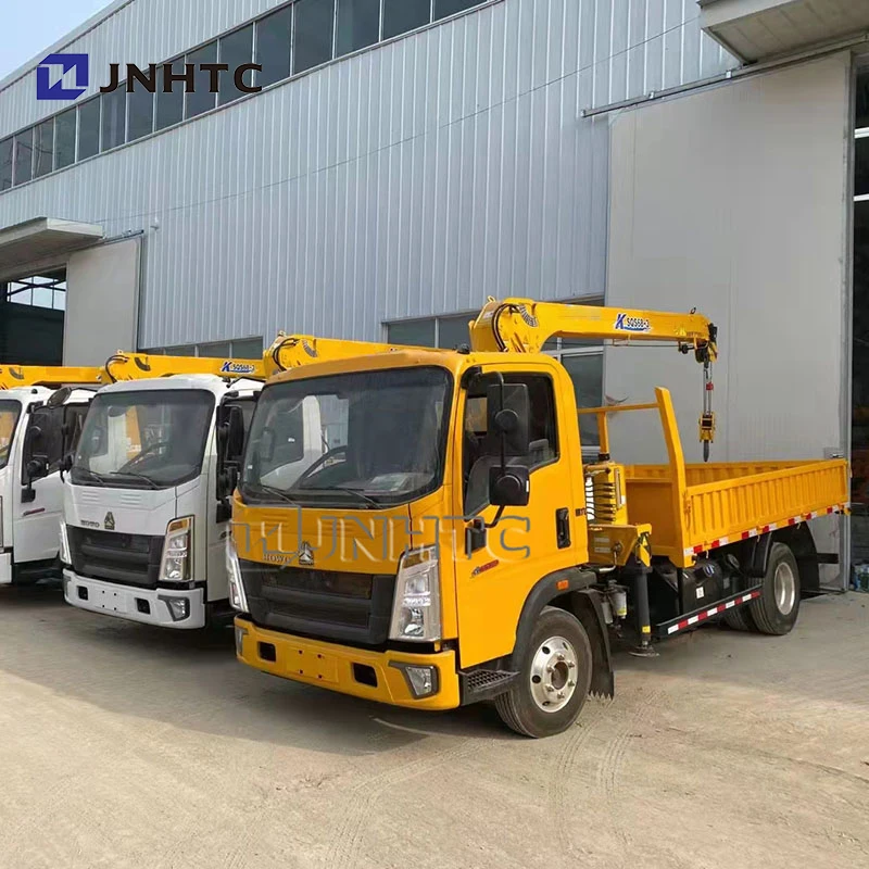 howo light duty mini 4*2 6 wheeler cargo truck with telescopic boom cranes Sinotruk small howo 3 ton  mounted crane cargo truck