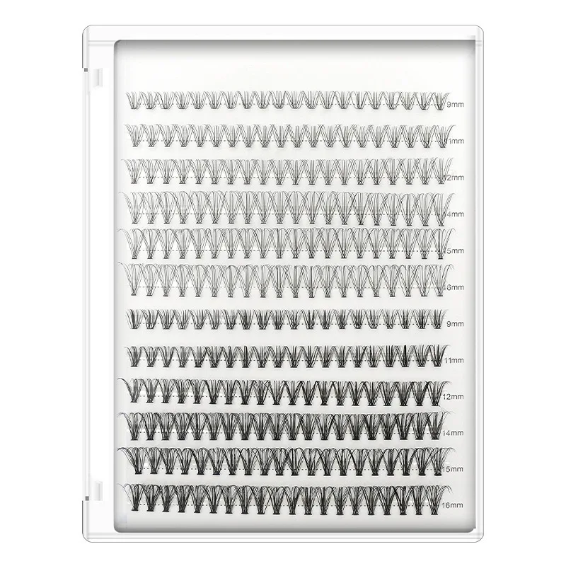 Private label fluffy cluster eyelashes vegan 3D faux mink professional diy lashes extension kit wholesale Individual 120 Cluster