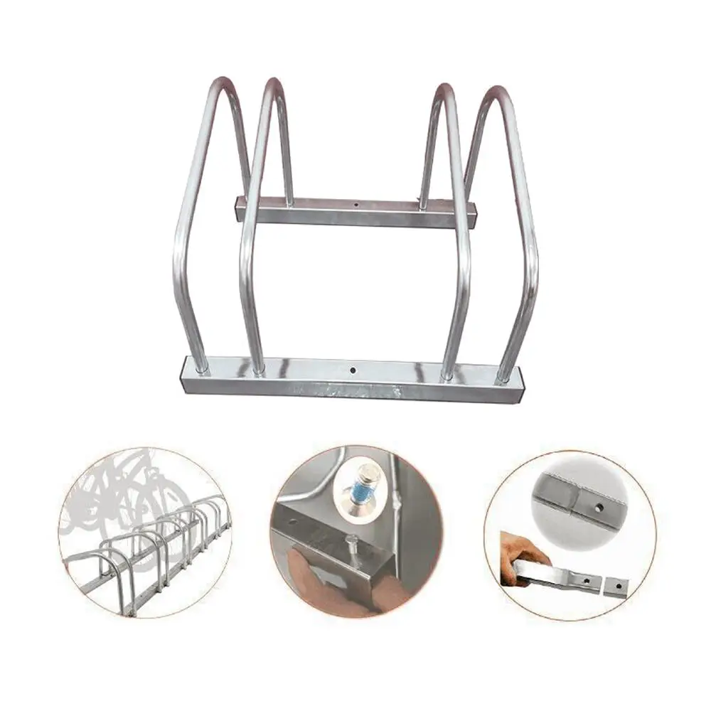 Outdoor Bike Holder Rack Metal Floor And Wall Mount Bicycle Rack Barriers Stand Sliver Bike Stand For 5 Bikes