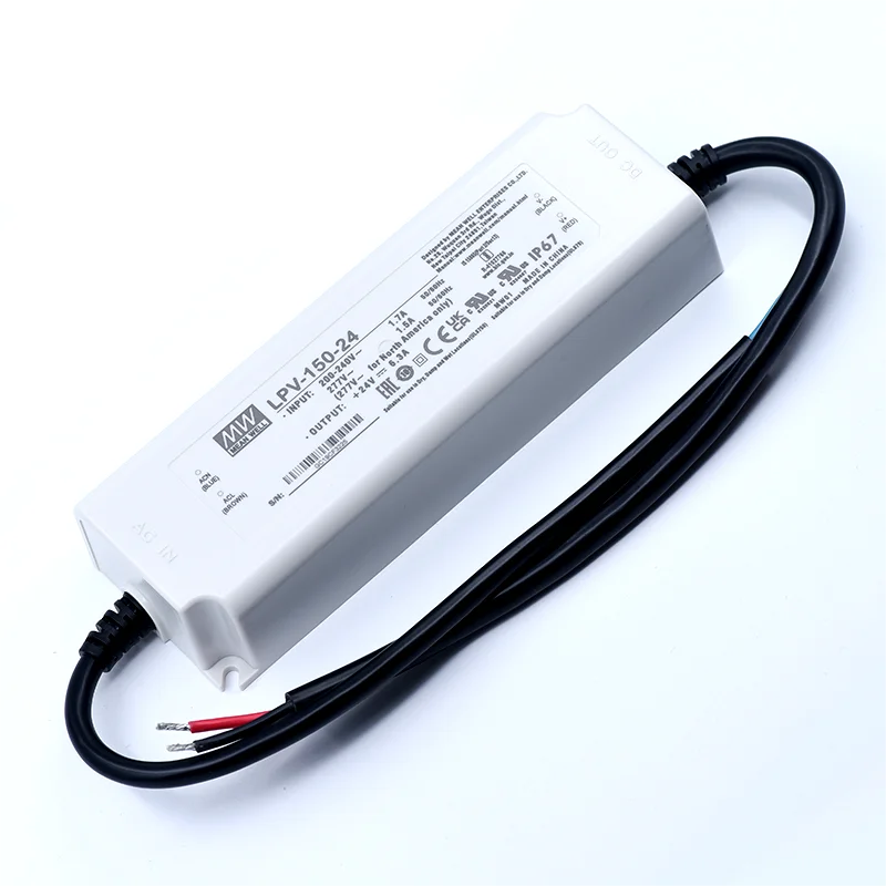Mean Well LPV-150-12/15/24/36/48 12V 24V 150W LED Switching Power Supply IP67 Waterproof AC Slim LED Driver Meanwell