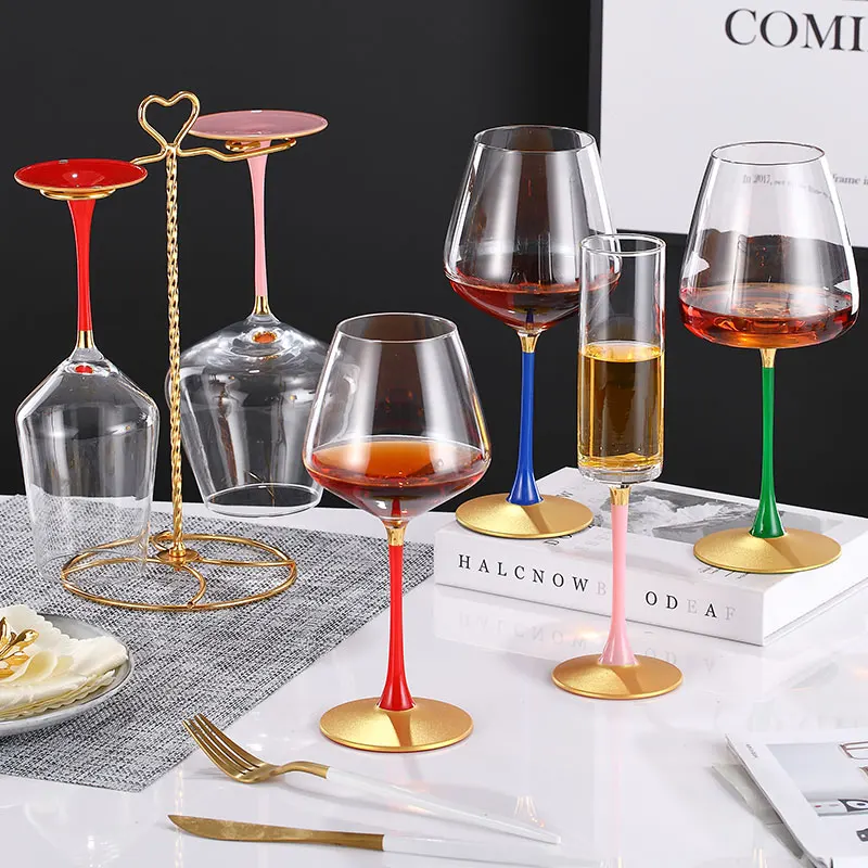 Luxury Gbolet Colorful Handle Crystal Cups Champagne Crystal Glass Wholesale Crystal Cups Glass Cup