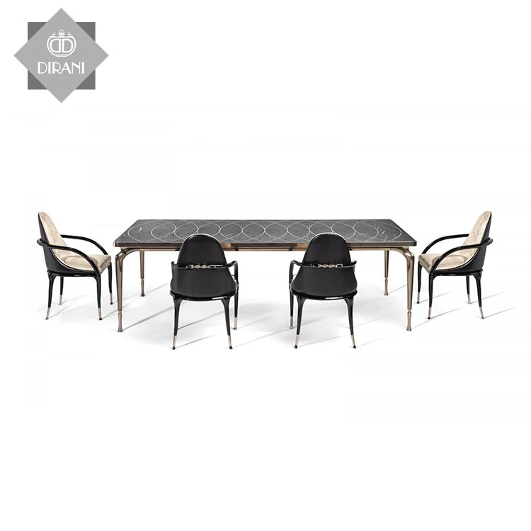 Modern Light Luxury Black Tempered Glass Top Dining Table Home 6 Seat Family Use Cool Dining Room Table