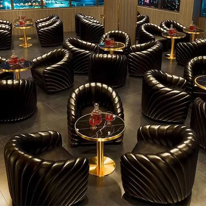 Bar Furniture Set Wholesale Modern Back and  nightclub booth seating Leather sofa and table bar set sofa Armchair Coffee Chair