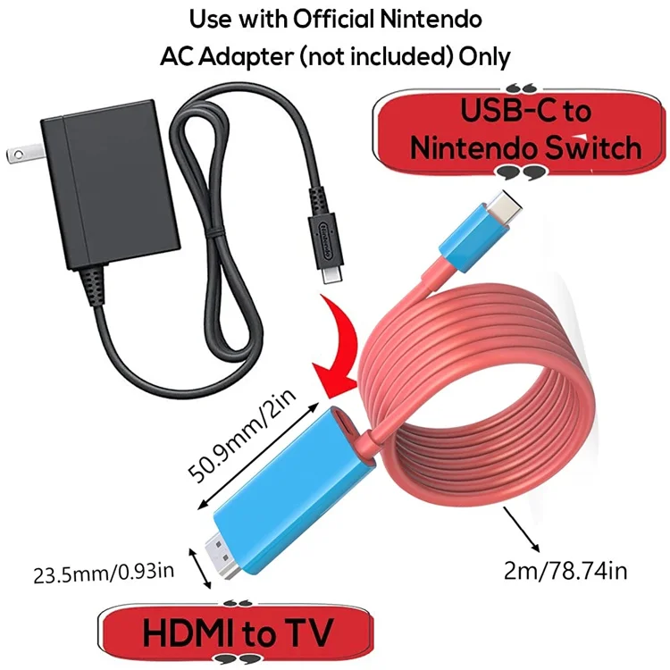 Кабель-адаптер для преобразования USB Type-C в 4K HDTV для переключателя Nintendo, ТВ, мобильного компьютера, HD, линейный проекционный конвертер с линейным экраном
