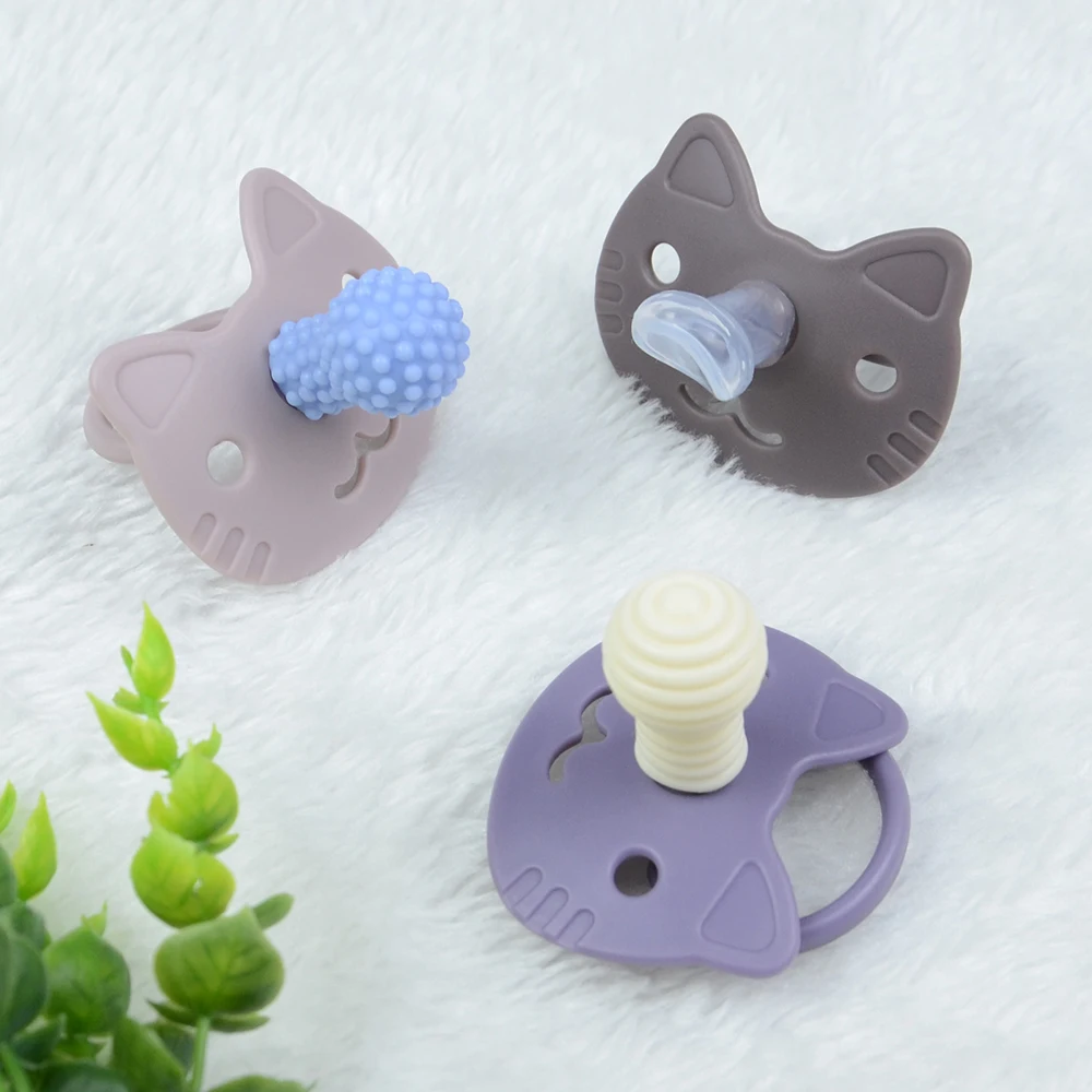 Food Grade Silicone Baby pacifier Kitten cute shape PP Soother Baby pacifier
