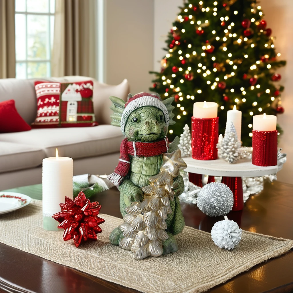 MGO Christmas Ornament Cartoon Dinosaur Sculpture Figurine for Sale