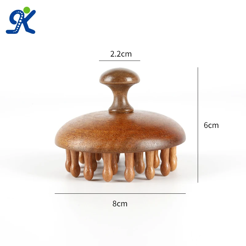 Round Tip Scalp Massager Comb for Dandruff Removal Hair Growth Stress Relax Wooden Scalp Massager