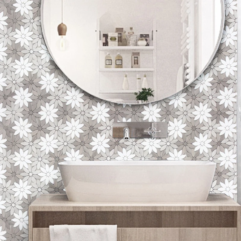 Border Tiles Flower Marble Rectangle Ceramic Foshan Crystal Mosaic Factory