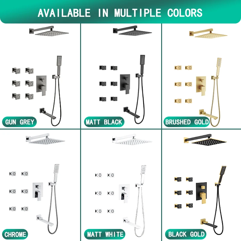 Wholesale Factory: 12-inch Gray Concealed In-Wall Shower Set with Hot/Cold Knob Switch, Perfect for Hotels and B&Bs all copper