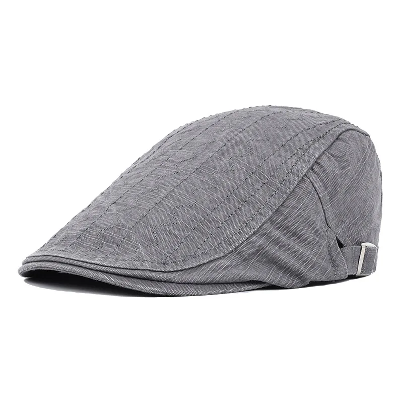 Spring Summer Beret Hat For Men Solid Black Gray Cotton Flat Peaked Herringbone Cap Women Outdoor Sun Ivy Hat Retro Newsboy Cap