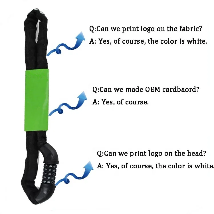 Bike Locks Chain Lock Bicycle Chains 5-Digit Resettable Combination 3.3/4 FT Bicycle Chain Cable Locks