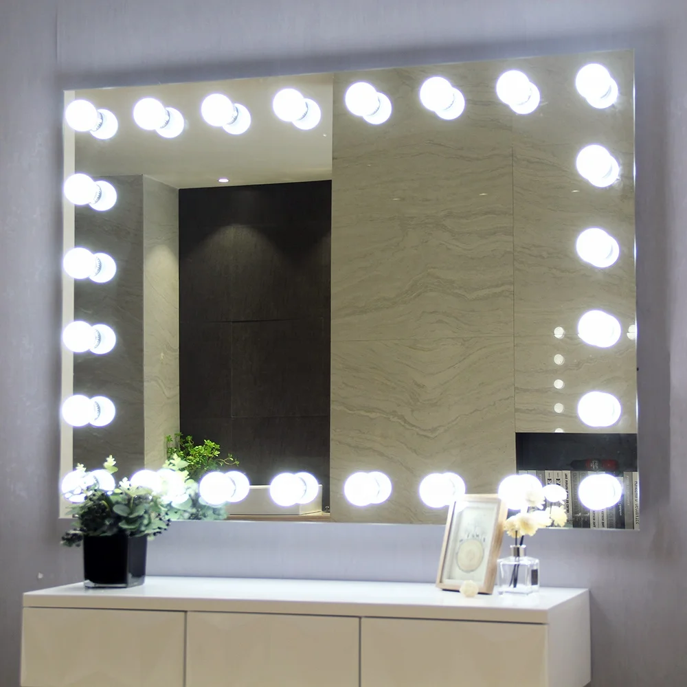 Wholesale Durable Dimmable Light Tabletop Hollywood Smart Vanity Mirror Single Side LED Make up Beauty Mirror