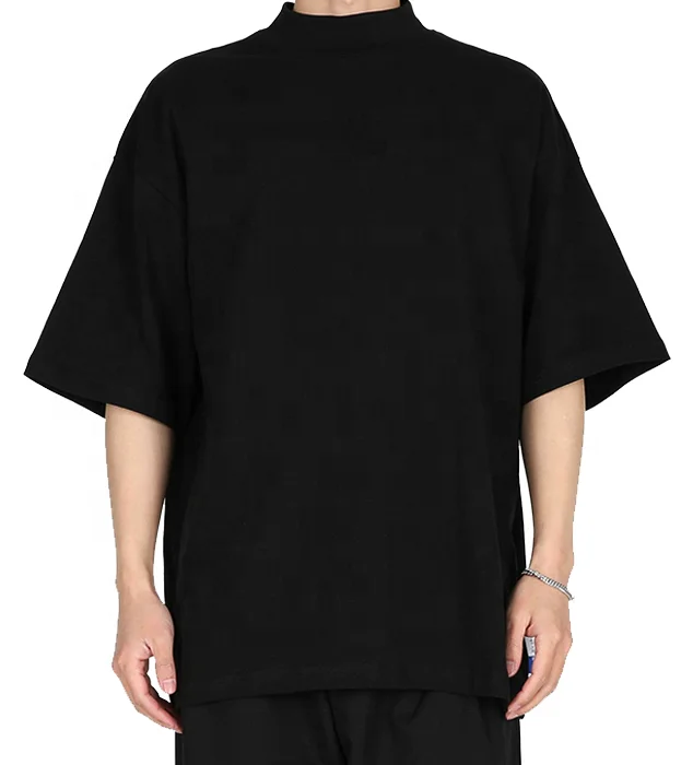 Custom Screen Printing Oversize T-shirt Man Boxy Fit Plain Half Sleeve Black With White Cotton T-shirt For Men