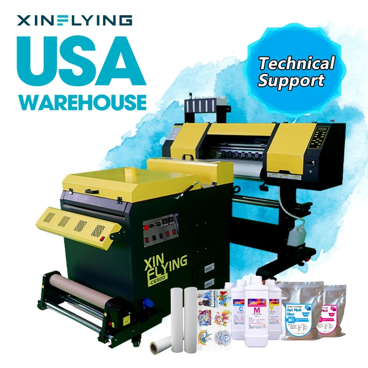 XinFlying a1 60cm 24 inch i3200 dtf printer dual heads impresora dtf with powder shaking machine