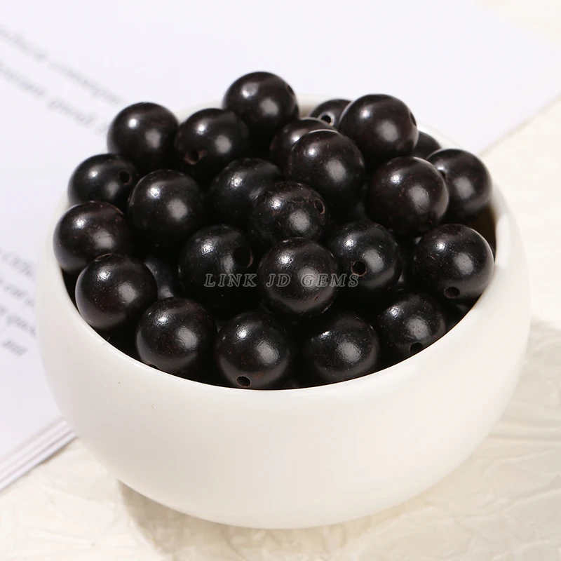 JD Wholesale  6 8 10 12 15mm Pick Size Round Charms Wooden Beads Natural Black Sandalwood Loose Beads for Jewelry Making