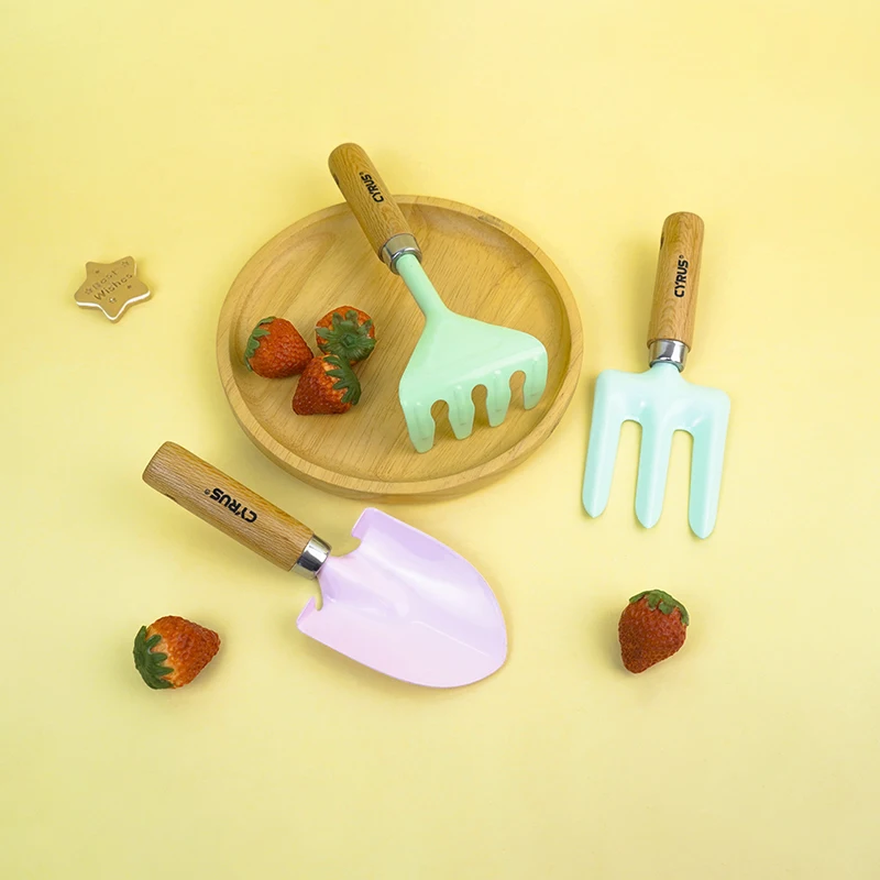 On Sale Wooden Handles Shovel Rake Hoe Flower Gardening Children Tool Set