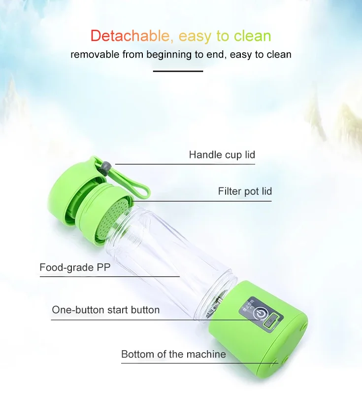Самая дешевая кухонная техника 380 мл дорожная мини Usb перезаряжаемая соковыжималка бутылка портативная электрическая соковыжималка блендер