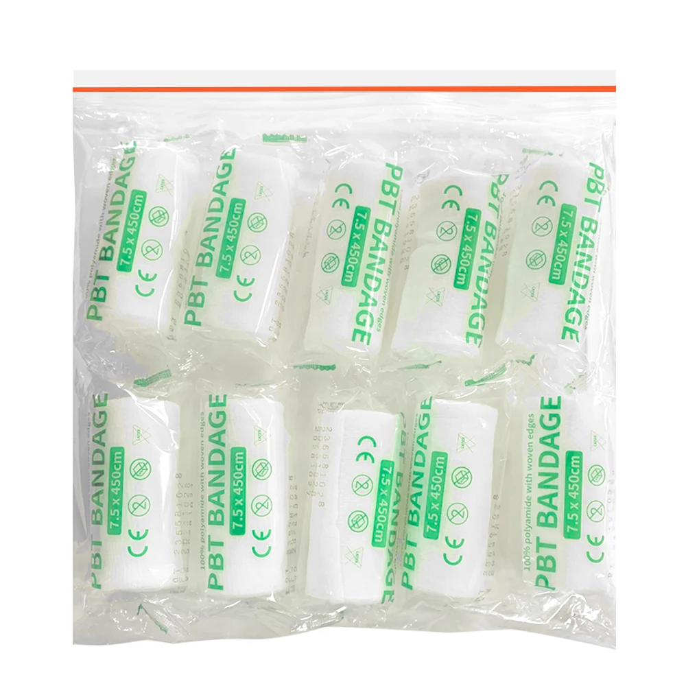 10pcs/lot 7.5cm x 4.5m Cotton PBT Elastic Bandage Medical Supply Conforming First Aid Gauze Wound Dressing Emergency Care