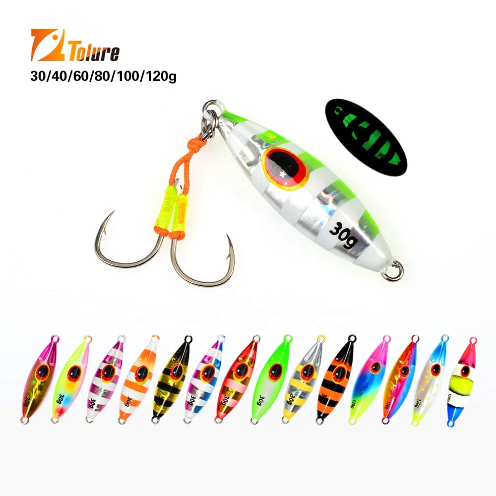 New Hot Sale  30g 40g 60g 80g 100g 120g Fishing Jig Luminous Metal Jigs Jigging Lure Bee Lead Bait Saltwater Lures