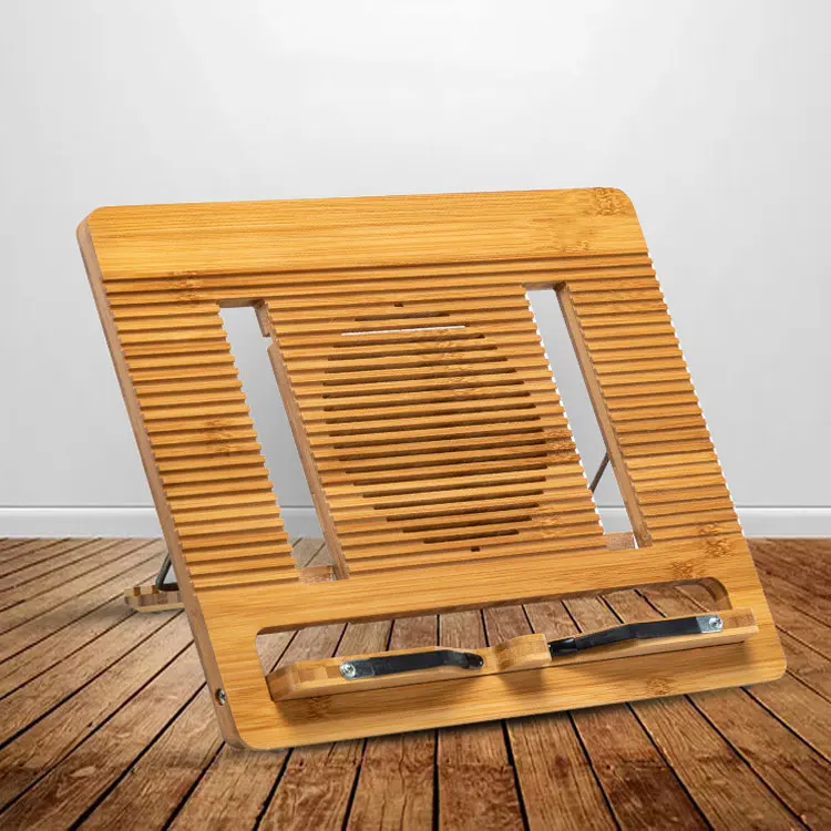 Portable reading rest tablet stand adjustable foldable bamboo book stand recipe cookbook holder