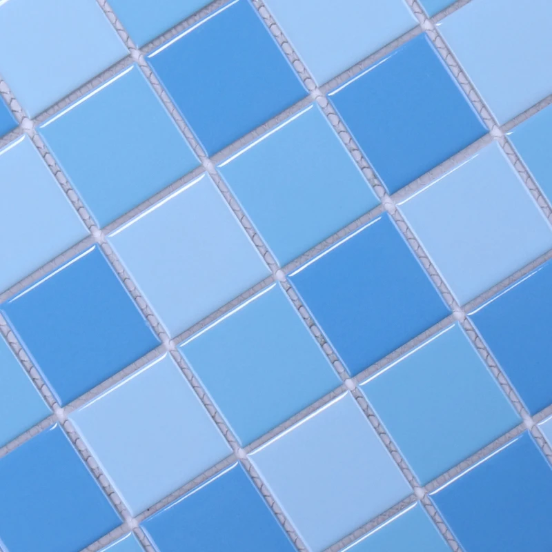 Glazed mosaic floor tiles mixed blue glossy ceramic mosaic swimming pool tiles