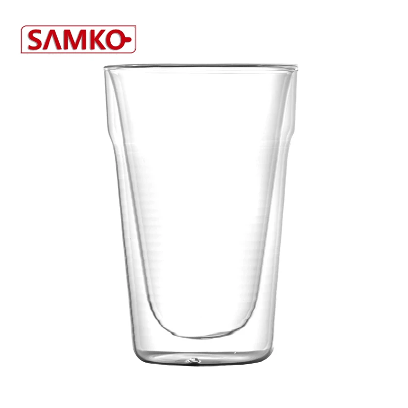 
borosilicate insulated double wall glass cup 450ml 