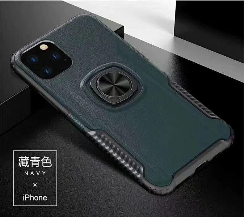 Cellphone Case with Ring PC TPU Matte Translucent Leather Anti-fingerprint for iphone XII x xr xs max 6s 7 8 plus