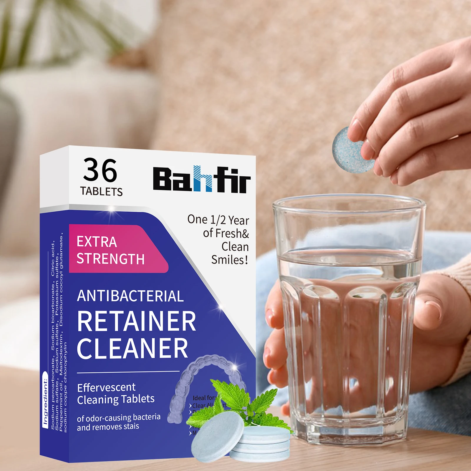 Customized Dental Hygiene Tablets: Whiten and Clean Retainers and Dentures