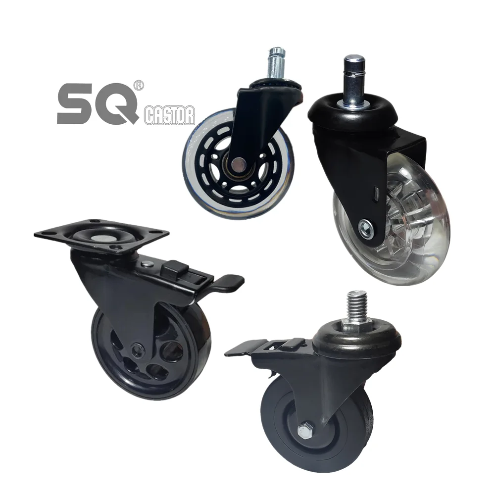 SQ Castor Plastic small Wheel Caster Nylon Pu Swivel Furniture Casters