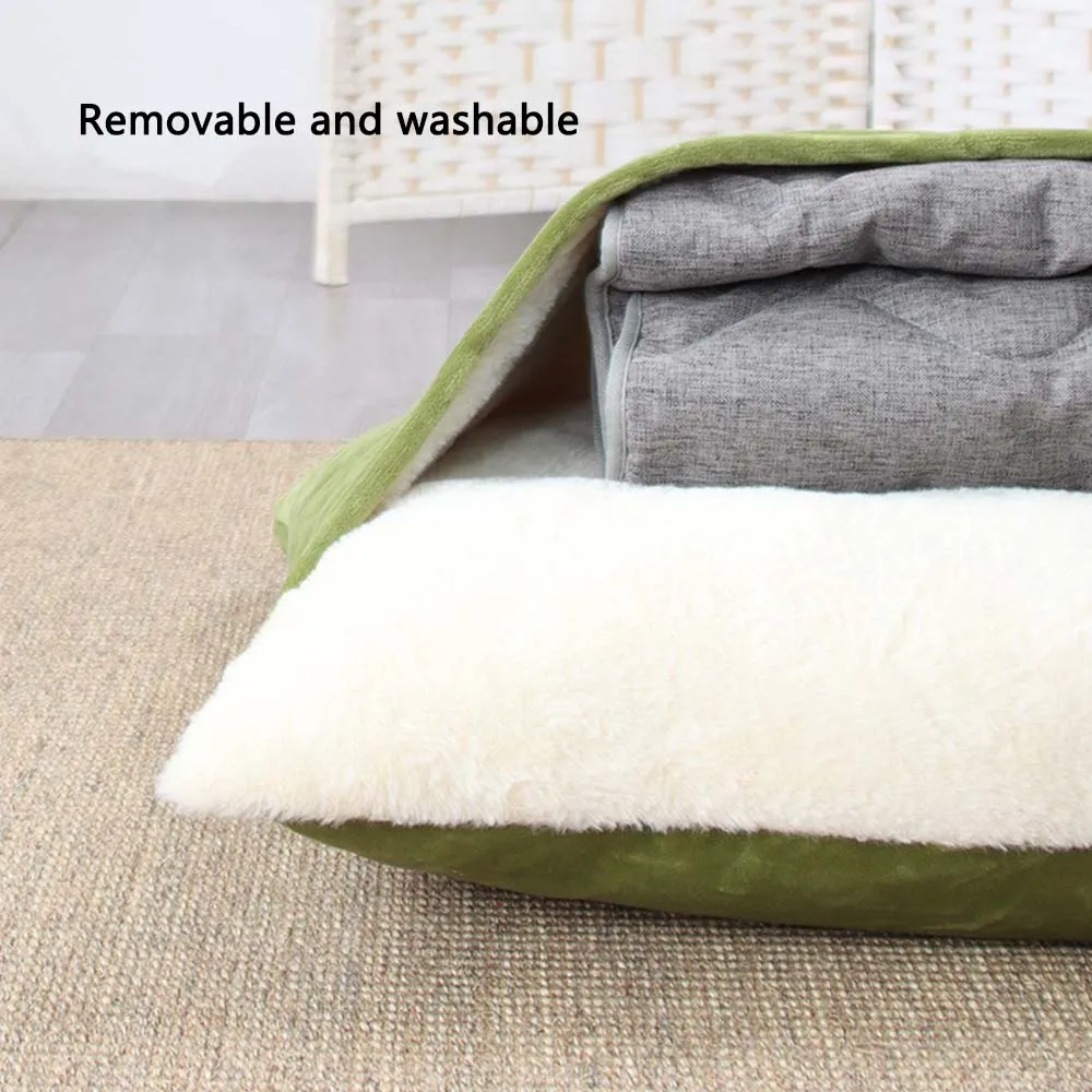 PETCOME Wholesale New Washable Anti Anxiety Plush Large Cute Cat Dog Bed With Blanket Cover