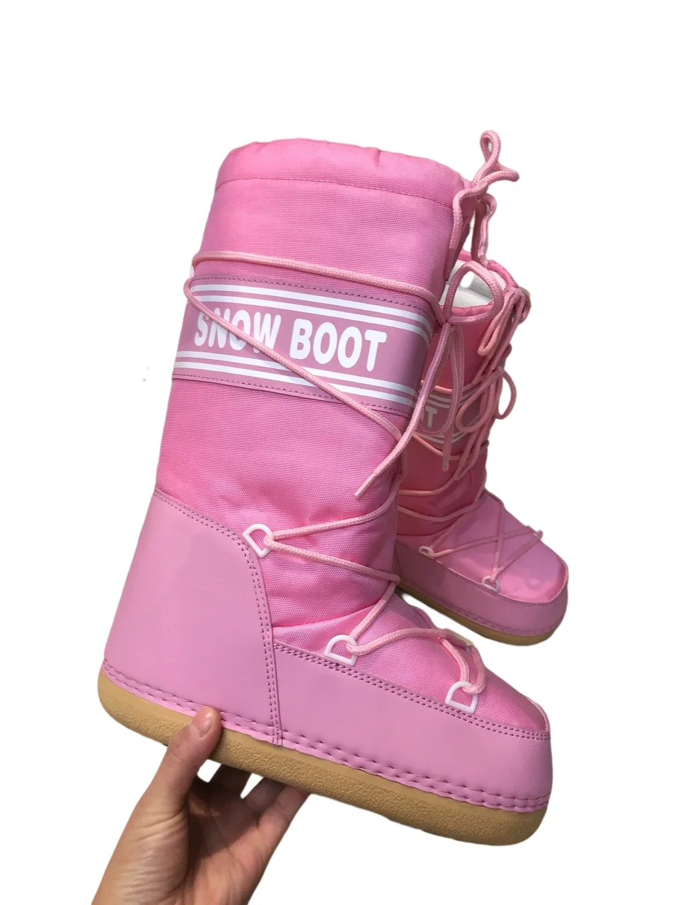 Customize Winter Skiing Space Boots Fashion Round Head Mid-tube Womens Snow Boots Thickened Lunar Shoes