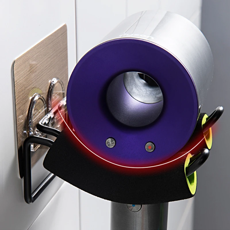 Wall Mounted Holder Metal For Dyson Supersonic Hair Dryer Self Adhesive Wall Hanging Power Plug And Nozzles Organizer