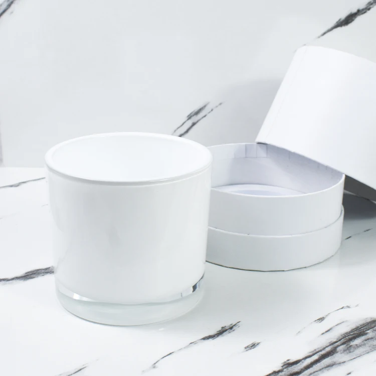 custom colors matte glossy black white high quality luxury glass candle jars vessels containers with metal lid