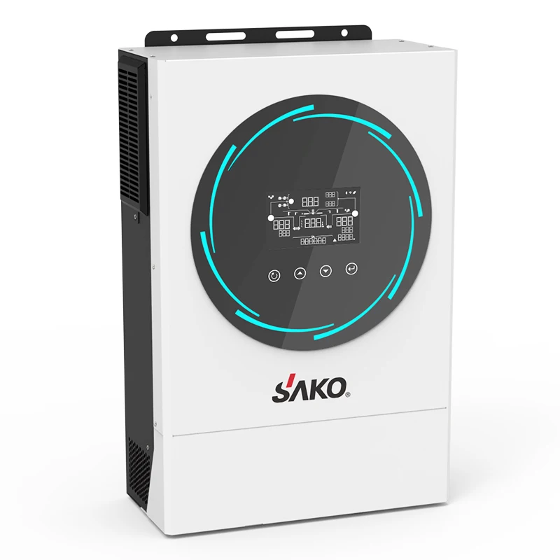 Sunpolo 6KW Солнечные фотоэлектрические сети Гибридный инвертор 48Vdc для 230VAC 6000 Вт Чистая синусоида Инвертор зарядное устройство с 120A со слежением за максимальной точкой мощности RGB Освещение