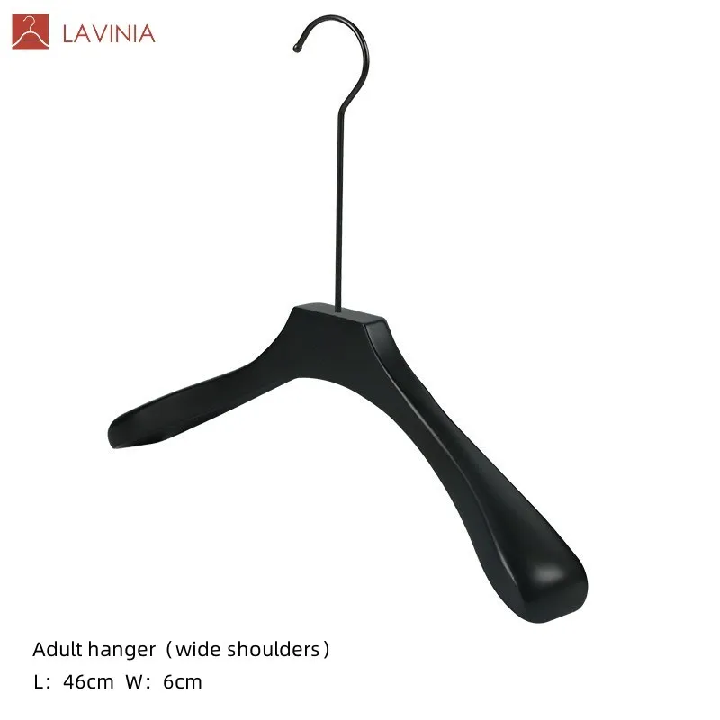 Lavinia wholesale custom black suit wooden hangers unisex hangers with non-slip strip with clips adult kids wooden skirt hanger