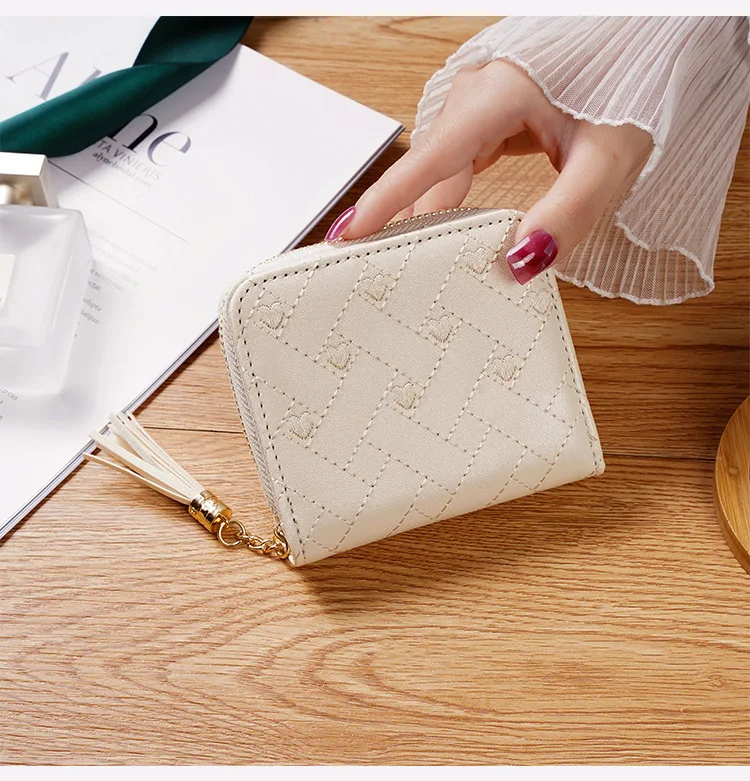 Cheap popular fashion vintage mini simple cards holder plain pu leather small card purse women lady durable wallet