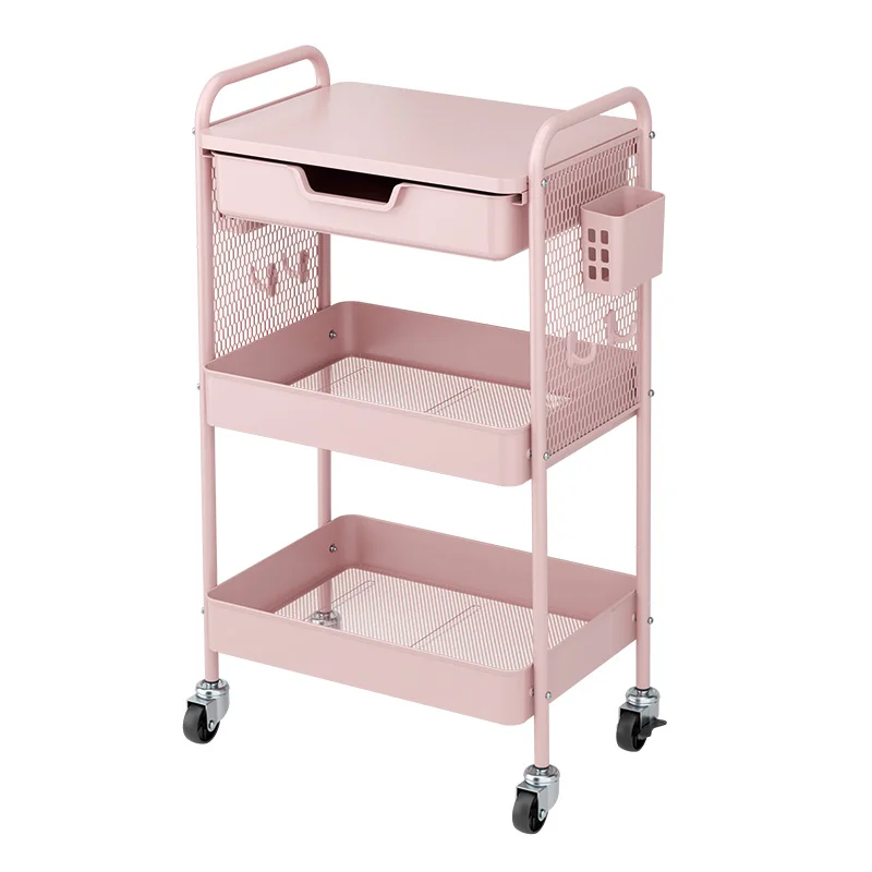 Supplies Oem Odm Multi Purpose 3 Tier Rolling Storage Rack Organizer Utility Trolley DIY Pegboard Storage Cart with Drawer