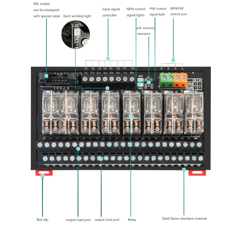 12V 24V PLC Intermediate Relay Module 4/8/10/12/16 Way 220V NPN/PNP Universal Relay Module Control Board