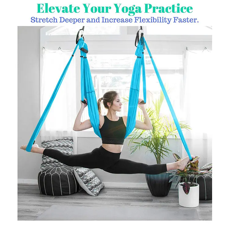 Yoga sling inversion tool hammock flying yoga, adjustable daisy straps hanging silk aerial yoga swing