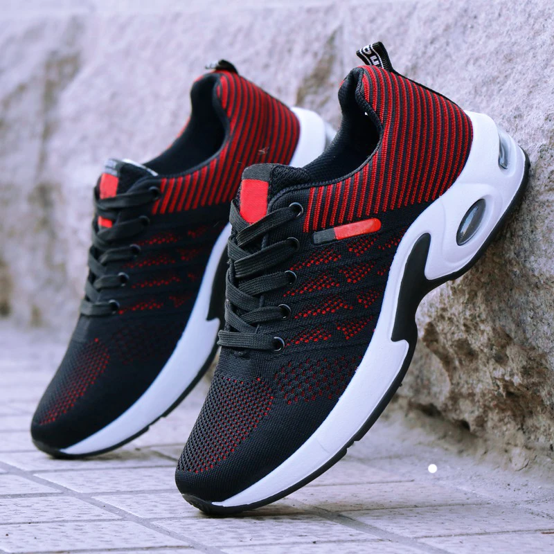 2021 Sport Shoes For Men  Flying Knit Running shoes China Factory Direct Fashion Designer Mesh Upper Black Breathable Casual Man
