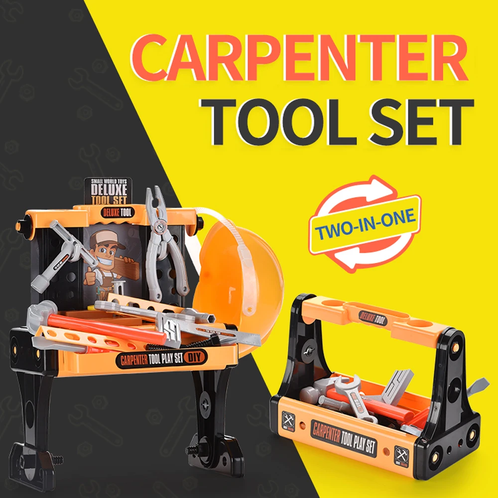 2 IN 1 plastic carpenter tool set kids diy construction deluxe tools set toys