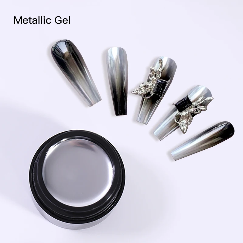 Gold Silver Polish Gel Platinum Super Shinny Mirror Metallic Painting Nail Lacquer 3D Carving Drawing Nail Gel For Nail Salon