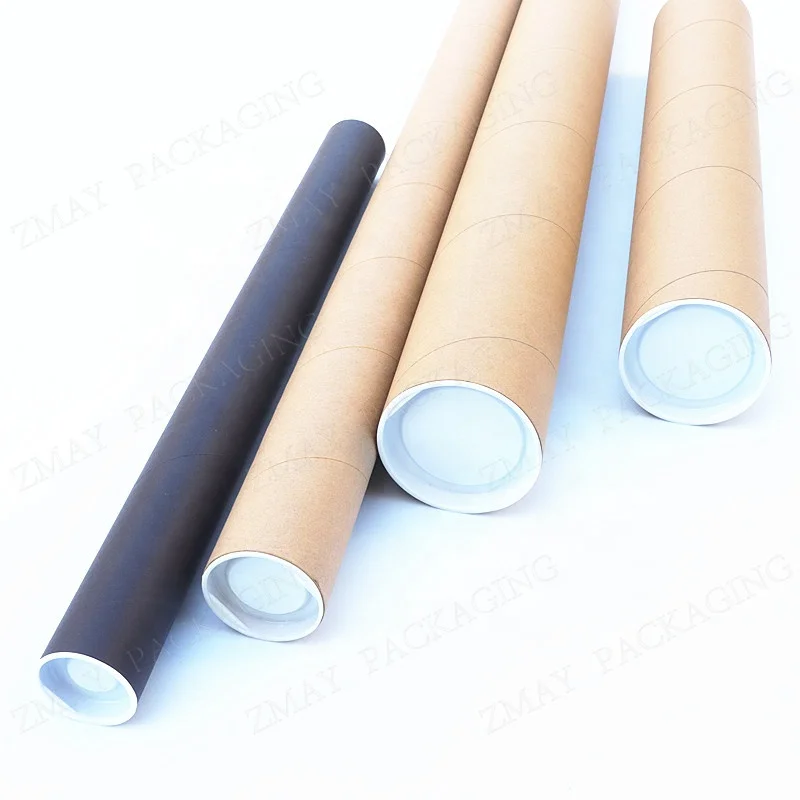 customized size eco friendly paper cylinder carton tube mailing tube with plastic end caps